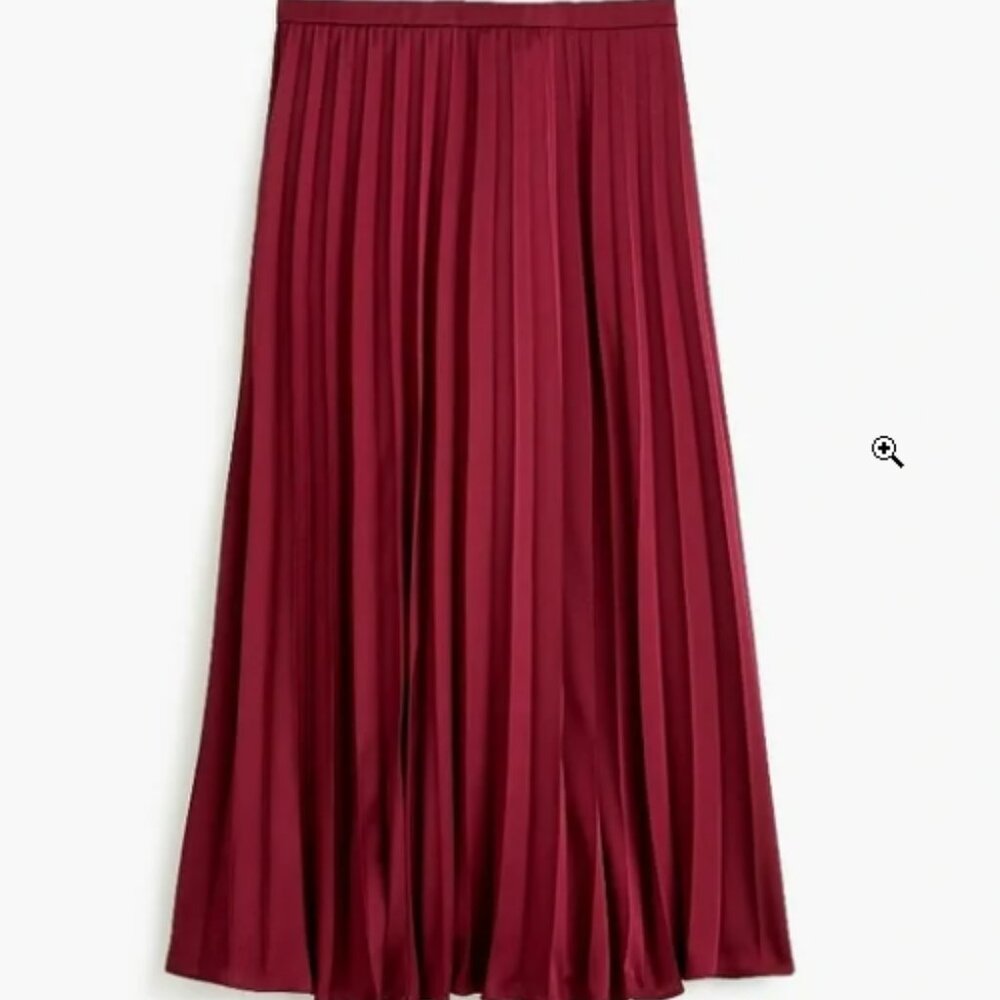 J. Crew Pleated Burgundy Midi Skirt